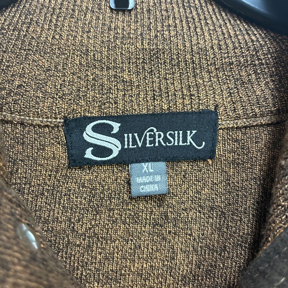 Vintage Men SILVERSILK Fancy Thick Sweater Jacket Zipper Pockets Mock Neck - Picture 5 of 10
